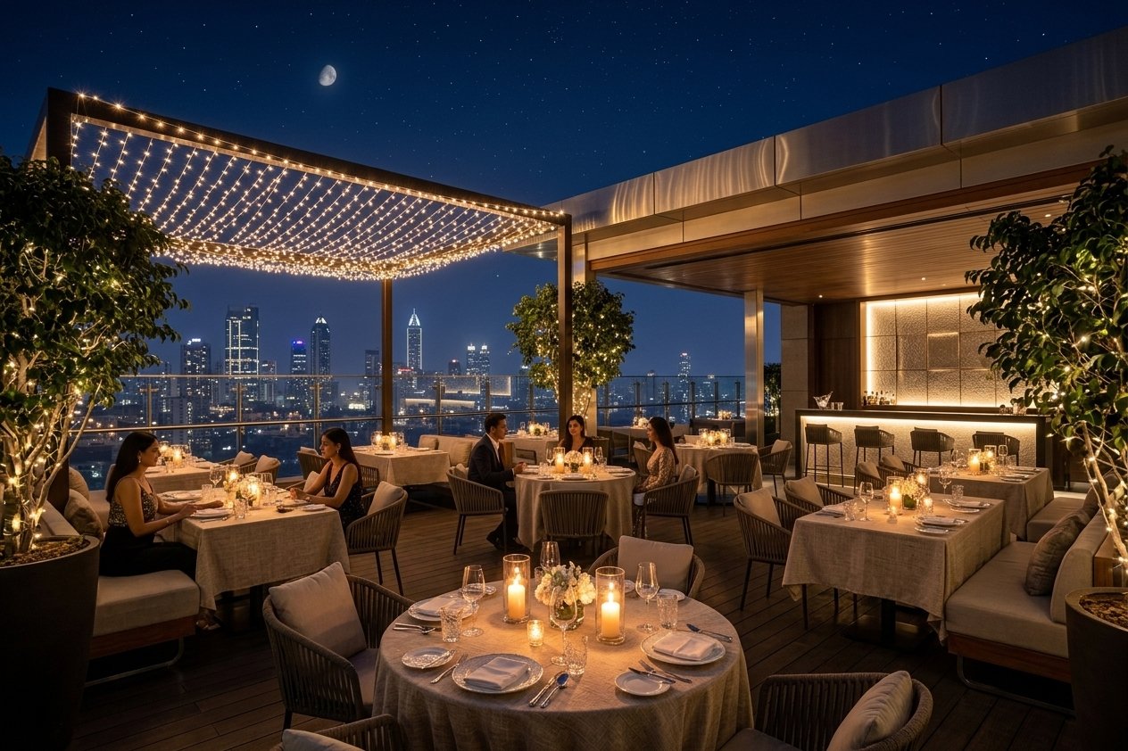 Rooftop Restaurant - Open-air dining terrace with panoramic city views