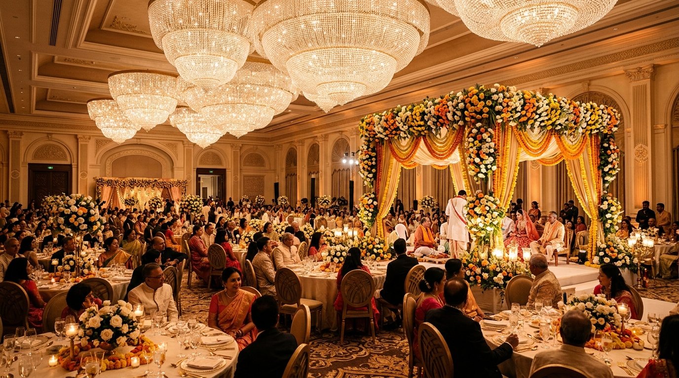 Large wedding at Barsana Resort banquet hall in Patna